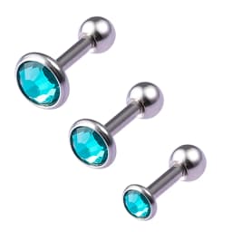 3pcs/lot 16g CZ Stone Cartilage Tragus Helix Conch Studs Bar Daith Earring Piercing Jewelry 3mm 4mm 5mm Top for Men Women