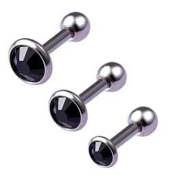 3pcs/lot 16g CZ Stone Cartilage Tragus Helix Conch Studs Bar Daith Earring Piercing Jewelry 3mm 4mm 5mm Top for Men Women
