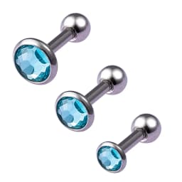 3pcs/lot 16g CZ Stone Cartilage Tragus Helix Conch Studs Bar Daith Earring Piercing Jewelry 3mm 4mm 5mm Top for Men Women