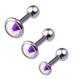 3pcs/lot 16g CZ Stone Cartilage Tragus Helix Conch Studs Bar Daith Earring Piercing Jewelry 3mm 4mm 5mm Top for Men Women