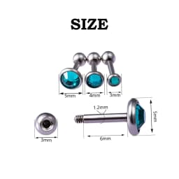 3pcs/lot 16g CZ Stone Cartilage Tragus Helix Conch Studs Bar Daith Earring Piercing Jewelry 3mm 4mm 5mm Top for Men Women