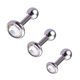 3pcs/lot 16g CZ Stone Cartilage Tragus Helix Conch Studs Bar Daith Earring Piercing Jewelry 3mm 4mm 5mm Top for Men Women