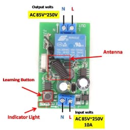 433MHz Wireless Universal Wide Range 500m Remote Control AC 220V 1CH 2 Gangs RF Relay Receiver and Transmitter for Light/Bulb/LE