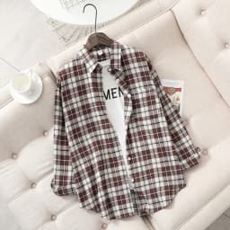 Elegant Design Style Plaid Shirt Women 2026 New Spring Autumn Casual Womens Blouses and Tops Ladies Loose Long Sleeve Blouse