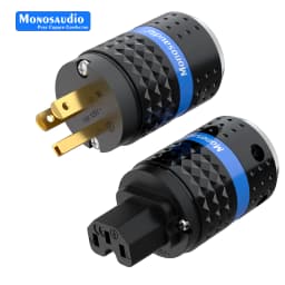 Monosaudio E102G/F102G Pure Copper 24k Gold Plated European Power Connector IEC Plug Connector Power Plug