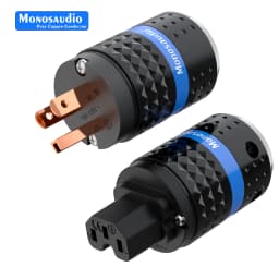 Monosaudio E102G/F102G Pure Copper 24k Gold Plated European Power Connector IEC Plug Connector Power Plug