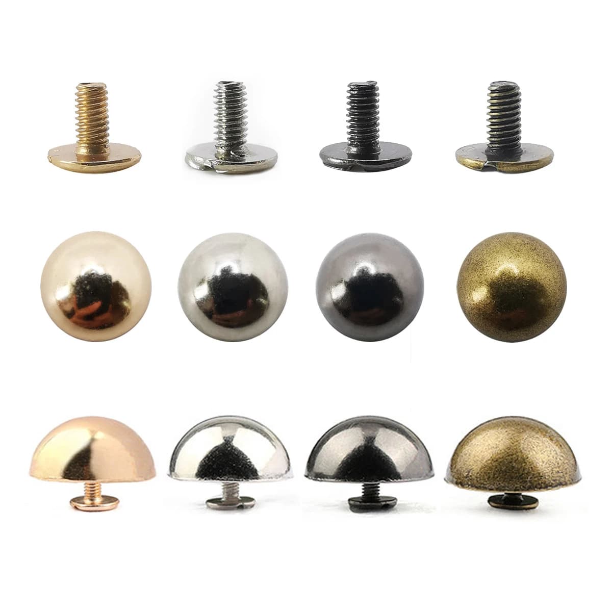 10sets Dome Cap Rivets Studs Round Head Spike Studs Punk Spots Garment Leather Belt Wallet Decor Fasteners Parts DIY Accessories