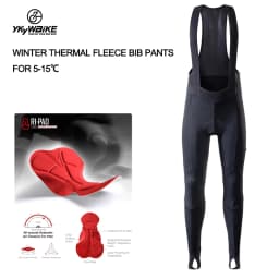 YKYWBIKE Cycling Bib Trousers Winter Thermal Mountain Bike Long Pants Breathable Bicycle Tights 3D Gel Pad Shorts Keep Warm