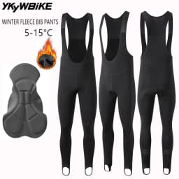 YKYWBIKE Cycling Bib Trousers Winter Thermal Mountain Bike Long Pants Breathable Bicycle Tights 3D Gel Pad Shorts Keep Warm