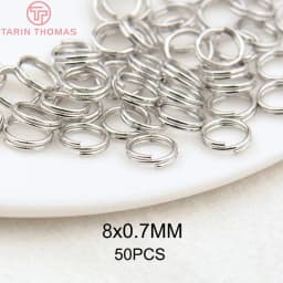 (3668) 50PCS 5x0.7MM 7x0.7MM 24K Gold Color Plated Brass Double Loop Jump Rings Split Rings High Quality Jewelry Accessories