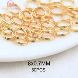(3668) 50PCS 5x0.7MM 7x0.7MM 24K Gold Color Plated Brass Double Loop Jump Rings Split Rings High Quality Jewelry Accessories