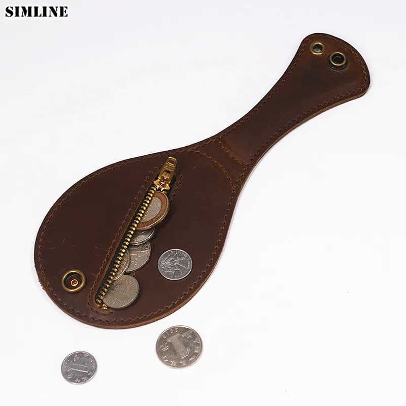 100% Genuine Leather Coin Purse Boston Leather Sap Slap Racket Jacksap Self Defense Tool Multi Function EDC Wallet Waist Bag