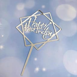 Promotional Happy Birthday Cake Topper Acrylic Gold Mirror Cupcake Topper For Kids Birthday Party Cake Decorations Baby Shower