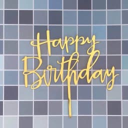 Promotional Happy Birthday Cake Topper Acrylic Gold Mirror Cupcake Topper For Kids Birthday Party Cake Decorations Baby Shower