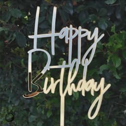 Promotional Happy Birthday Cake Topper Acrylic Gold Mirror Cupcake Topper For Kids Birthday Party Cake Decorations Baby Shower