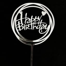 Promotional Happy Birthday Cake Topper Acrylic Gold Mirror Cupcake Topper For Kids Birthday Party Cake Decorations Baby Shower