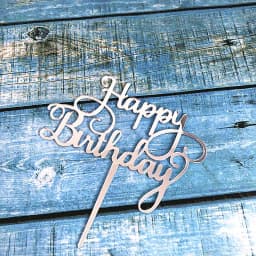 Promotional Happy Birthday Cake Topper Acrylic Gold Mirror Cupcake Topper For Kids Birthday Party Cake Decorations Baby Shower