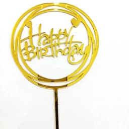 Promotional Happy Birthday Cake Topper Acrylic Gold Mirror Cupcake Topper For Kids Birthday Party Cake Decorations Baby Shower