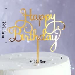 Promotional Happy Birthday Cake Topper Acrylic Gold Mirror Cupcake Topper For Kids Birthday Party Cake Decorations Baby Shower