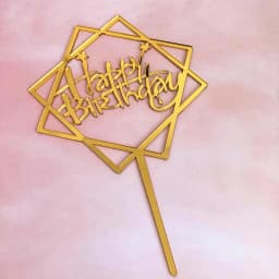 Promotional Happy Birthday Cake Topper Acrylic Gold Mirror Cupcake Topper For Kids Birthday Party Cake Decorations Baby Shower
