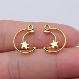 WYSIWYG 20pcs 16x14mm Trendy 6 Colors Hollow Moon Stars Charms Pendant For Jewelry Making DIY Jewelry Findings