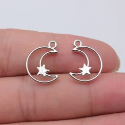 WYSIWYG 20pcs 16x14mm Trendy 6 Colors Hollow Moon Stars Charms Pendant For Jewelry Making DIY Jewelry Findings