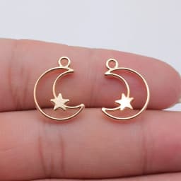 WYSIWYG 20pcs 16x14mm Trendy 6 Colors Hollow Moon Stars Charms Pendant For Jewelry Making DIY Jewelry Findings