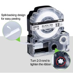 1PC SS12KW Label Tape 12mm 9mm Compatible for Label Tape Epson LabelWorks LW-300 400 Label Maker Tape LK-4WBN LC-4WBN Cartridge