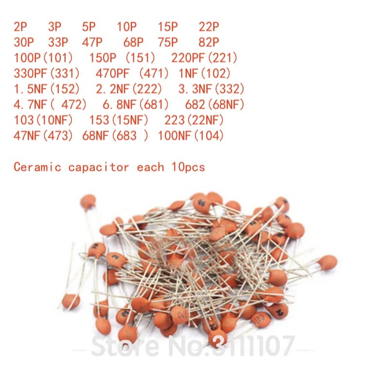300PCS/LOT 2PF-0.1UF 30valuesX10pcs=300pcs, Ceramic capacitor,Electronic Components Package,ceramic capacitor Assorted Kit