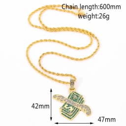 Flying Money Necklace Wings Cash Pendant Men's Jewelry Punk Hip Hop Rock Style Rap Dancer Handsome Guy Accessories Cool Gifts