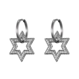 LOVBEAFAS New Star Round Stainless Steel Hoop Earrings For Women Cubic Zirconia Geometric Gold Color Wedding Elegant Jewelry