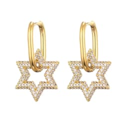 LOVBEAFAS New Star Round Stainless Steel Hoop Earrings For Women Cubic Zirconia Geometric Gold Color Wedding Elegant Jewelry
