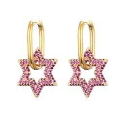 LOVBEAFAS New Star Round Stainless Steel Hoop Earrings For Women Cubic Zirconia Geometric Gold Color Wedding Elegant Jewelry