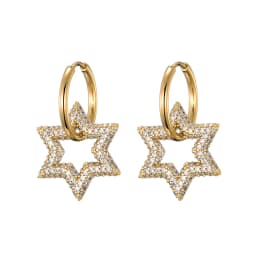 LOVBEAFAS New Star Round Stainless Steel Hoop Earrings For Women Cubic Zirconia Geometric Gold Color Wedding Elegant Jewelry