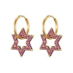 LOVBEAFAS New Star Round Stainless Steel Hoop Earrings For Women Cubic Zirconia Geometric Gold Color Wedding Elegant Jewelry