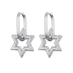 LOVBEAFAS New Star Round Stainless Steel Hoop Earrings For Women Cubic Zirconia Geometric Gold Color Wedding Elegant Jewelry