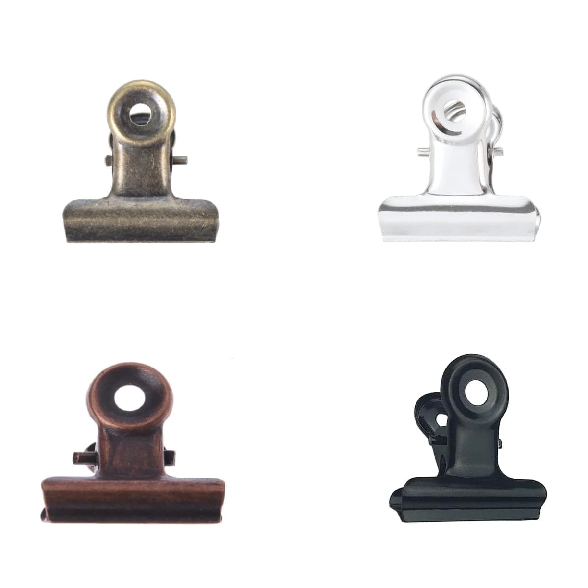 5pcs Binder Clips Middle size Metal Round Clamp Paper Antique Bronze/Silver/Red Brass/Black Bills Home Office School 32mmx30mm