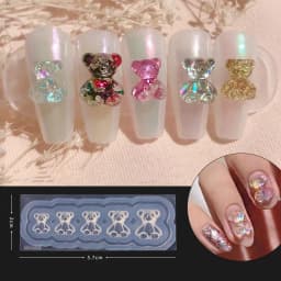 SNASAN Cute Butterfly Bow Bear Silicone Mould Nail Art Earrings DIY Tool UV Epoxy Resin Box Silicone Mold
