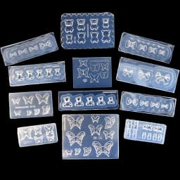 SNASAN Cute Butterfly Bow Bear Silicone Mould Nail Art Earrings DIY Tool UV Epoxy Resin Box Silicone Mold