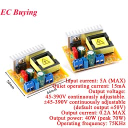 Adjustable ZVS Capacitor High Voltage Boost Converter Board DC-DC 8-32V to 45~390V/DC 8-32V to ±45V-390V Step Up Module 5A Fuse