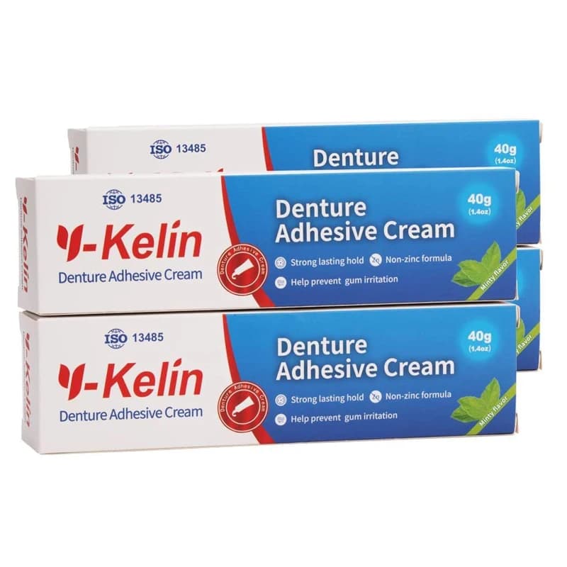 Y-Kelin Denture Adhesive Cream 3/4/6 Pack Original Formula Zinc Free Extra Strong Hold For Upper Lower or Partials All Day