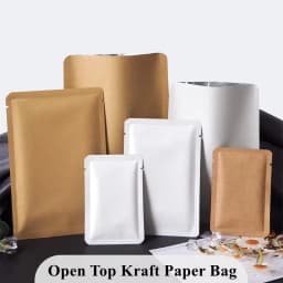 200PCS Kraft/White Paper Open Top Bag DIY Coffee Tea Powder Soap Chocolate Candy Spice Heat Sealing Customize Packaging Pouches