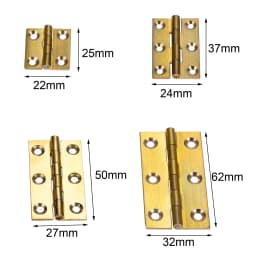 2x Brass Hinge Decor Door Hinges Wooden Gift Jewelry Box Hinges Gold Color Vintage