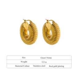 Yhpup Trendy Round Chunky Hoop Earrings Gold Stainless Steel Bijoux Ete Jewlery New Metal 18 K Plated Accessories Waterproof