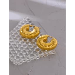 Yhpup Trendy Round Chunky Hoop Earrings Gold Stainless Steel Bijoux Ete Jewlery New Metal 18 K Plated Accessories Waterproof