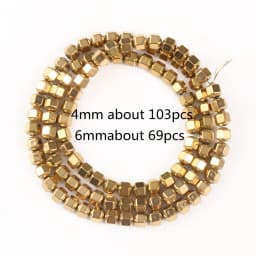 AAA+ Color Retention Gold-Plated Hematite Beads Natural Stone Round Cube Spacer Loose Beads for jewelry Making DIY Bracelet 15''