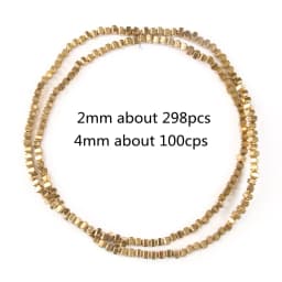 AAA+ Color Retention Gold-Plated Hematite Beads Natural Stone Round Cube Spacer Loose Beads for jewelry Making DIY Bracelet 15''