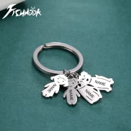 Boy Girl Couple Mother Kid Gift Personalized Keychain Custom Name Key Chain for Women Men Family Mom Dad Stainless Steel Jewelry