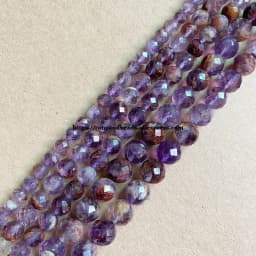 18 Styles Semi-precious Stone Diamond Cuts Faceted AA Quality Purple Amethyst 7" Round Loose Beads 6 8 10 mm