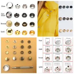 25sets 10/12/15/17/20mm Metal Sewing Snap Fastener Button Press Popper Stud Leather Bag Clothes Jacket Repair Rivet DIY